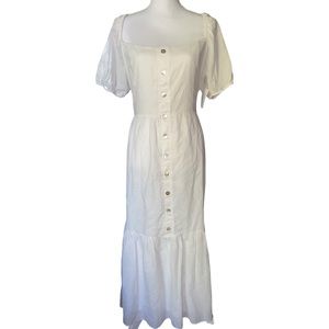Charles Henry. White Open-back Peasant Maxi Dress
